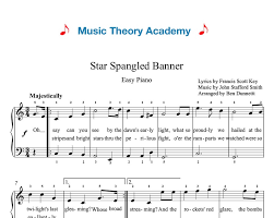 The star spangled banner piano and words sheet music notes. Star Spangled Banner Music Theory Academy Easy Piano Sheet Music