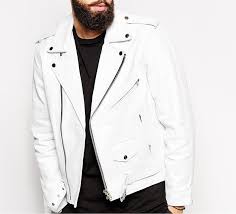 Slim Fit Biker Lambskin White Leather Jacket Mens Leather Jacket Biker Leather Jacket Men Mens Jackets