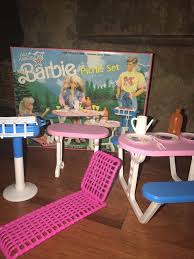 1990s All American Barbie Picnic Set With Original Box Not Complete Comes With Picnic Bench Side Table 3 Plates Pitcher Barbie Playsets Picnic Set Barbie