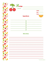 Cherry Orange Recipe Card Full Page Recipe Cards Template Recipe Cards Printable Free Recipe Book Templates