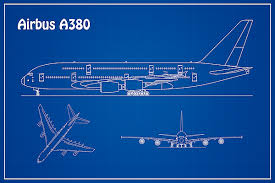 Blueprints > modern airplanes > airbus > airbus a380. Airbus A380 Airplane Blueprint Drawing Plans Or Schematics With Design Outline For The Airbus A38 Greeting Card For Sale By Stockphotosart Com