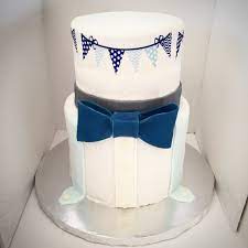Bowtie And Suspenders Baby Shower Cake The Cupcake Delivers