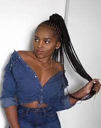 Would You Want To Spend This Much Time On These Chunky Beautiful Box Braids I Would African American Hairstyle Videos Aahv Cornrow Ponytail Hair Styles Braided Hairstyles