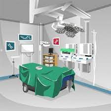 surgery room at hospital with lamp modern operation equipment and medical devices for cartoon vector interior illustration ideas computer desk office png and in 2021 interior illustration operation room room vector
