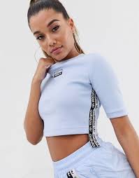 Black Adidas Crop Tops For Girls Adidas Originals Ryv Taping Cropped T Shirt In Periwinkle Asos Crop Tshirt Fashion Clothes