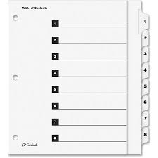 20% coupon applied at checkout save 20% with coupon. Cardinal Crd61813 Extra Wide Table Of Content 8 Tab Dividers 1 Each Walmart Com Table Of Contents Page Table Of Contents Index Divider