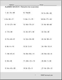 Material de apoyo (para practicar): Spanish Matematicas Algebra Basica 1 Secundaria Abcteach