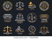 Law Office Logotypes Set With Scales Of Justice Gavel Etc Illustrations Vector Vintage Attorney Advocate Labels Juridical Firm Badges Collection Act Princ