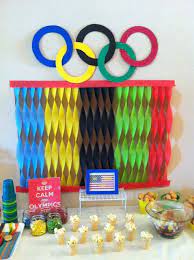Brettni outdid herself with the olympic decorations. The Estes Family Olympic Fun Olympics Decorations Olympic Party Olympic Theme Party