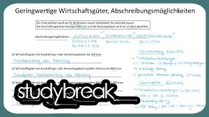 Auch die aufzeichnungspflicht entfällt damit für viele sachen. Geringwertige Wirtschaftsguter Abschreibungsmoglichkeiten Gewinnermittlung Youtube