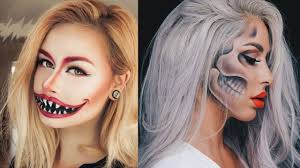 Pink and black/white broken face art for halloween. No Scary Halloween Makeup Ideas Best Pretty Halloween Makeup Looks Part 1 Youtube