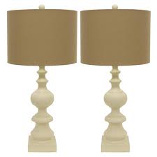 Decor Therapy Resin 30 25 In Distressed Cream Beige Table Lamps With Shade Set Of 2 Table Lamp Sets Beige Table Lamps Table Lamp