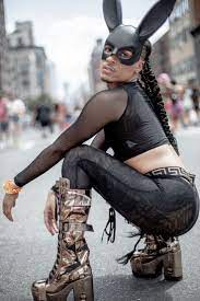 Human Apparel Clothing Woman Wearing Cat Woman Wearing Cat Costume Sitting And Glancing Her Left Side I Was Walking Around At Pride 2019 In New York To