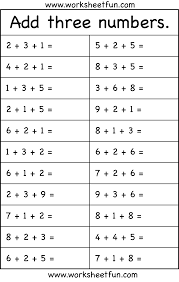 Add Three Numbers Ndash 1 Worksheet Worksheets Pb First Grade First Grade Math Worksheets 1st Grade Math Worksheets Math Addition Worksheets