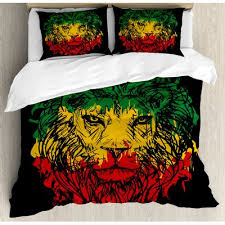 Ambesonne Rasta Ethiopian Flag On Grunge Sketchy Lion Head With Backdrop Duvet Cover Set Wayfair In 2020 Duvet Cover Sets Duvet Covers Decorative Duvet Cover