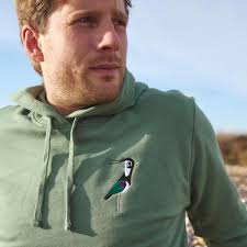 Silverstick Mens Organic Cotton Hoodie Matt Sewell Lapwing Watercress
