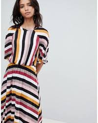 Ha un'accentuata scollatura all'americana, si annoda dietro al collo. Vestiti Lunghi A Righe Orizzontali Multicolori Da Donna Lookastic