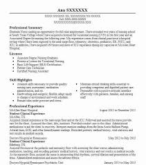 Student Nurse Clinical Experience Resume Example Jeans Hospital Staten Island New York