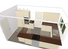 cream shaker kitchen u shaped 3d