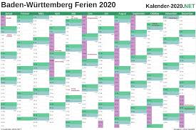 Kalender für das jahr 2021 (standard) beispiel: Ferien Baden Wurttemberg 2020 Ferienkalender Ubersicht