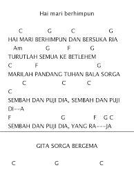 Not angka.lagu dari pulau.dan benua : Chord Lagu Hai Mari Berhimpun Katahati