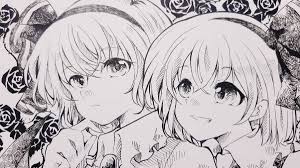 同人手描きイラスト 東方Projectそのモノクロ表現