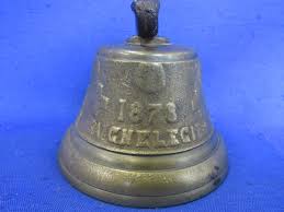 (lot of 2) antique swiss bronze cow bells reading chiantel fondeur on one side, and 1878 saignelecier on the other, each hanging from a stiff and worn leather strap, one strap with old repair, bell: Antique 1878 Saignelegier Chiantel Fondeur Brass Or Bronze Swiss Cow Bell Art Antiques Collectibles Collectibles Decorative Collectibles Collectible Bells Online Auctions Proxibid