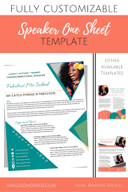 Speaker One Sheet Template Spicyred Brand It Beautifully In 2020 Custom Canva Professional Templates Templates