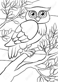 Have your imagination go wild and wide. Coloring Pages Birds Cute Owl Sits On The Tree Royalty Free Cliparts Vectors And Stock Illustration Image 56471390