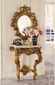 French Rococo Antique Replica Wall Console Table And Salon Mirror Salon Mirrors Mirror Design Wall Mirror Console
