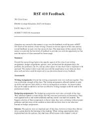 Writing Assignment 10 Feedback Memo