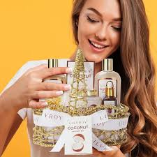 Spa Gift Basket Set Lily Roy Coconut Scent Bath For Women
