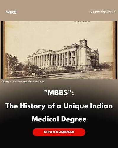 The famous medical course of “M.B.B.S.” was introduced as a university degree in India around 1906. Bombay University was the first to fashion its basic medical courses as MBBS, and the history