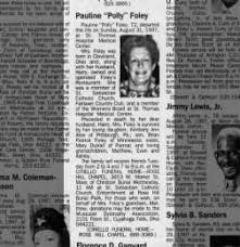 Pauline Foley obituary, Sept 1997
