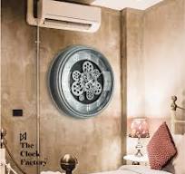 Moving Gear Clock 16 inch - By The Clock Factory (Silver Antique)