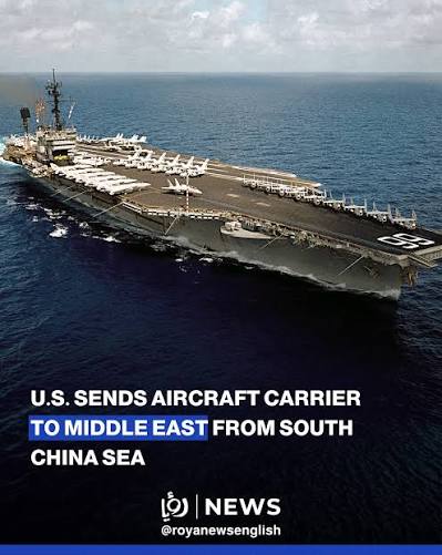 The United States has ordered the USS Abraham Lincoln aircraft carrier and  its strike group to head to the Middle East from the South China Sea, US  media reported. Read more: https://en.royanews.tv/news/66695#1894