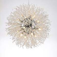 Nordic led dandelion ceiling light chandelier american dining room bedroom lamp. Firework Globe Dandelion Chrome Feature For Crystal Metal Living Room Dining Room Study Room Office Chandelier Lightingo Co Uk