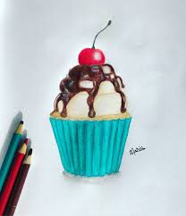 Cupcake Drawing Using Colour Pencils Desserts Drawing Color Pencil Illustration Cake Drawing