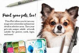 We are drawing all pets: Watercolor Portrait Effect Premium Filter For Photoshop By Vectornomad Thehungryjpeg Com
