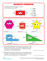 Geometry Basics Perimeter Worksheet Education Com Perimeter Worksheets Third Grade Math Worksheets Geometry Worksheets
