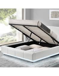 Aussi élégant que pratique, le lit elphege vous offre un vaste coffre sous sommier pour ranger vos affaires de façon astucieuse et. Lit Led Avec Coffre De Rangement Clara Blanc Luxury Design Bed