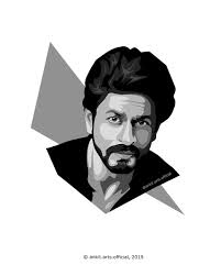 Black And White Celebrity Black And White Vector Portraits Shah Rukh Khan Vector Art By Ankit Arts Official Vector Art Art Drawings Simple Art