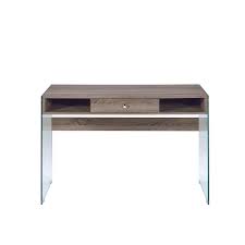 Monarch 48 black & silver floating desk monarch 48 black & silver floating desk. Acme Furniture 49 In Gray Oak Rectangular 1 Drawer Writing Desk With Glass Stand 92372 The Home Depot