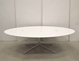 This modern white and gray conference table with optional power modules is truly unique. Large Oval Conference Table By Florence Knoll For Knoll 1990s 146072