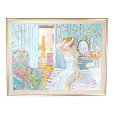 Kjempetøft tre bord grimaud i fargen natur. William Grimaud Impressionist Woman In Nightgown On Edge Of Bed Painting Chairish