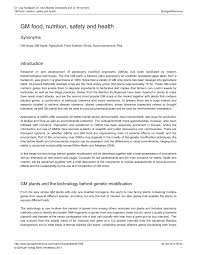 In australia, ethics usually revolves around informed these types of issues arise with every medical procedure, but arise with an unprecedented intensity for genetics. Pdf Gm Food Nutrition Safety And Health