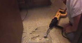 Removing Stubborn Linoleum Tile With An Electric Chisel Linoleum Floors Linoleum How To Remove Linoleum Flooring