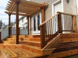 Deck With Custom Stairs And Pergola Backyard Shade Pergola Deck