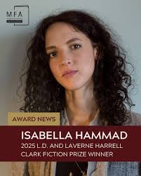 Isabella Hammad's novel, Enter Ghost, has won the 2025 L.D. and LaVerne  Harrell Clark Fiction Prize. 💫 The $25,000 prize—sponsored by #TXSTMFA and  one of the largest literary awards in the United