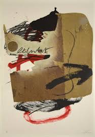 A continuous linear structure under flat slabs of smooth gritty paint. Libertat By Antoni Tapies 1988 Print Artsper 647349